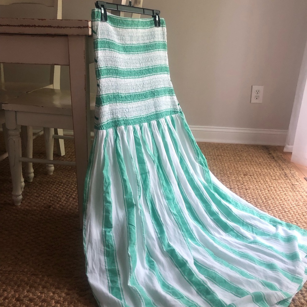 New w Tag: Celandine Strapless Smocked Drop-Waist Midi Dress. Size Medium - Picture 13 of 16